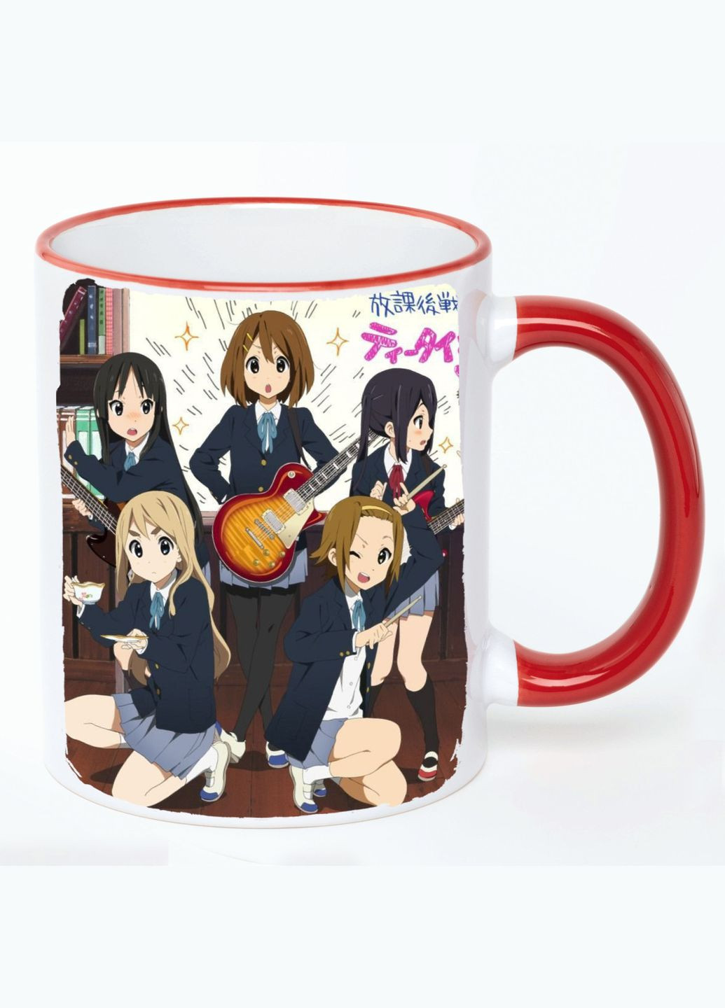 Чашка Кей-Он Аниме #005 (кружка, кружка) Белая с Красной ручкой 330 мл No Brand (322716740)