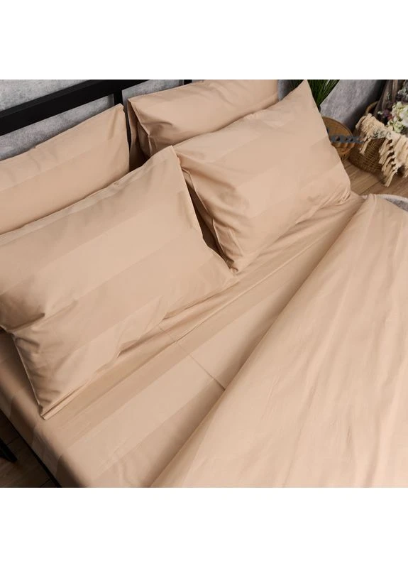 Комплект постельного белья Satin Stripe Семейный 143х210х2 наволочки 4х70х70 (MS-820016899) Moon&Star Cream Latte (400231410)