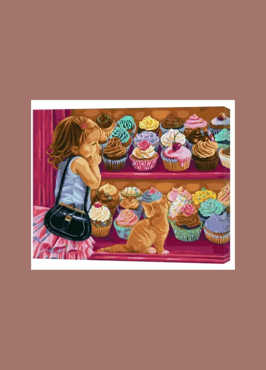 Картина по номерам Тяжелый выбор Девочка с котом у витрины 40х50 см Роспись на холсте GX42667 Rainbow Art (308987640)