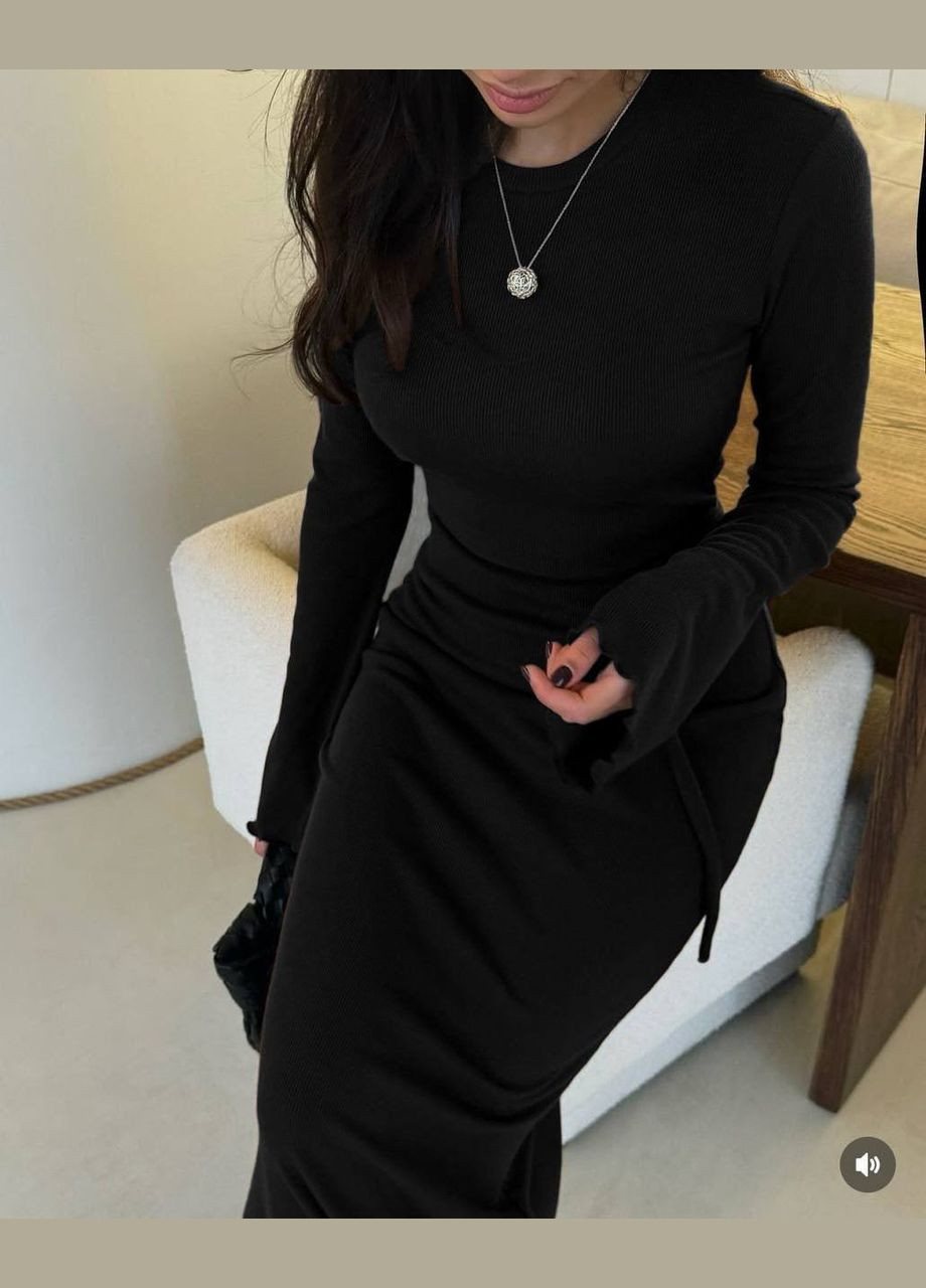 Черное праздничный, коктейльное, деловое, повседневный, кэжуал, джинсовое, вечернее платье женское No Brand однотонное