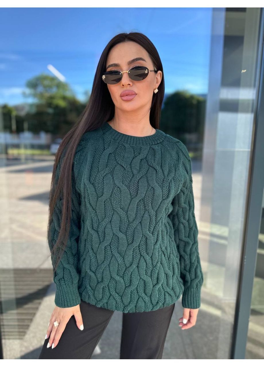 Смарагдовий в'язаний жіночий светр Osoblyva