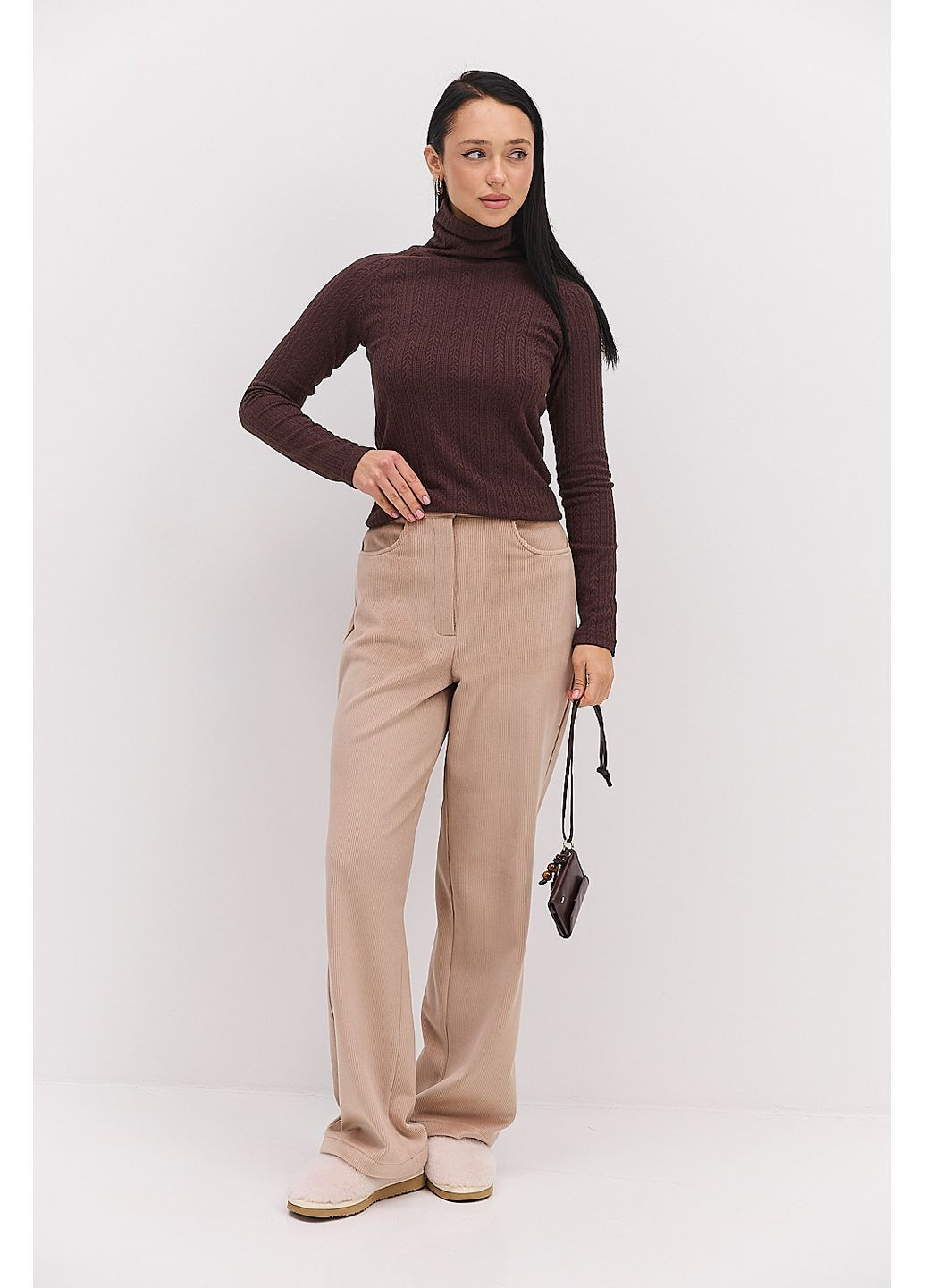 Жіночі класичні штани з утепленого вельвету сірі Arjen (370602262)