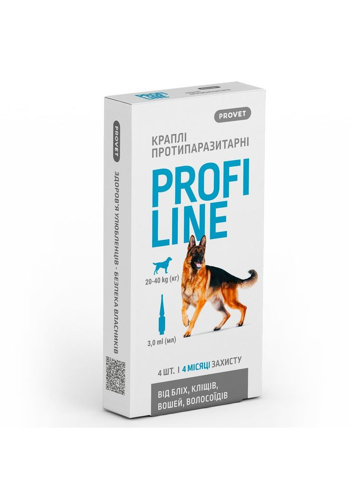 Капли на холке для собак Profiline от наружных паразитов, 3мл/4пип ProVET (292114848)