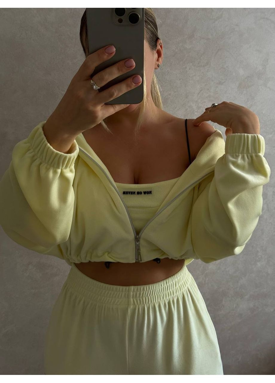 Женский костюм тройка из велюра: топ, кофта и брюки. MonCher (361676590)