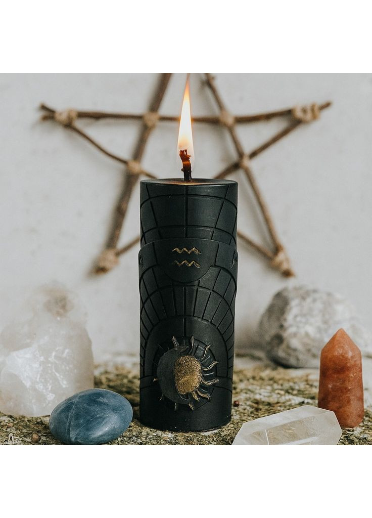 Черная восковая свеча знаки зодиака - Водолей 5Candles (322347491)