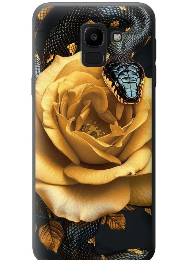 Силиконовый чехол 'Black snake and golden rose' для Endorphone Samsung Galaxy J6 2018 (286770835)
