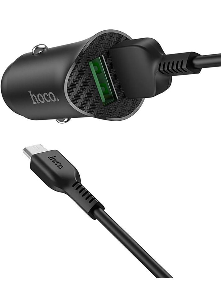 Набор зарядный авто адаптер Z39 + кабель Micro USB 2 юсб QC3.0 18вт черные Hoco (279554545)