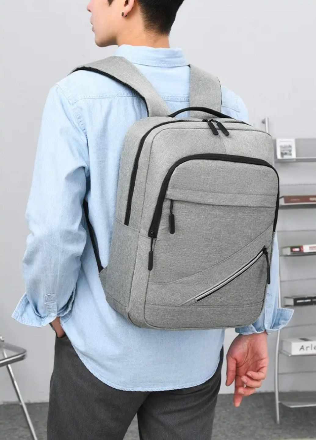 Современный городской мужской рюкзак Gray Number One No Brand (292015537)
