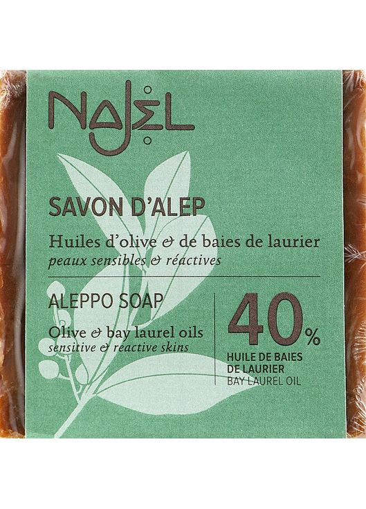 Мыло алеппское с лавровым маслом 40% Aleppo Premium Soap 40% Bay Laurel Oil 185g (547191-24210) Najel (368624748)