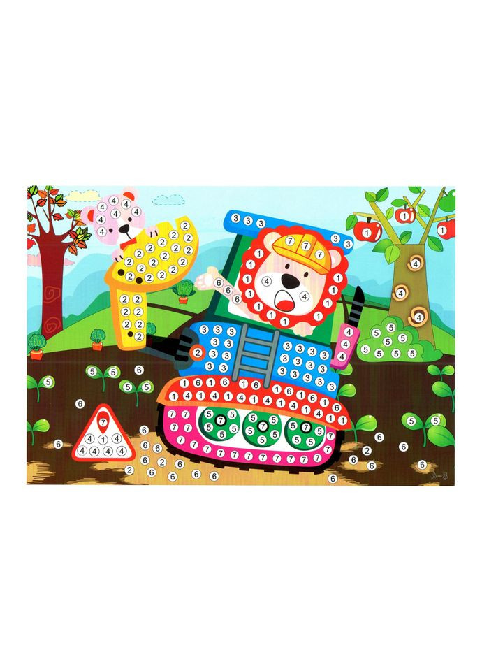 Дитяча мозаїка за номерами "Будівельники" 13-127-10 різнокольорові камінчики Bambi (367971196)