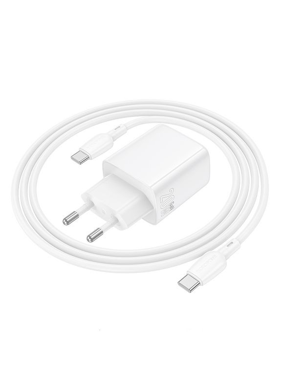 Сетевое зарядное устройство для PD20W+QC3.0 charger set (C to C) (EU) White Borofone BN27 Fuente (368697957)