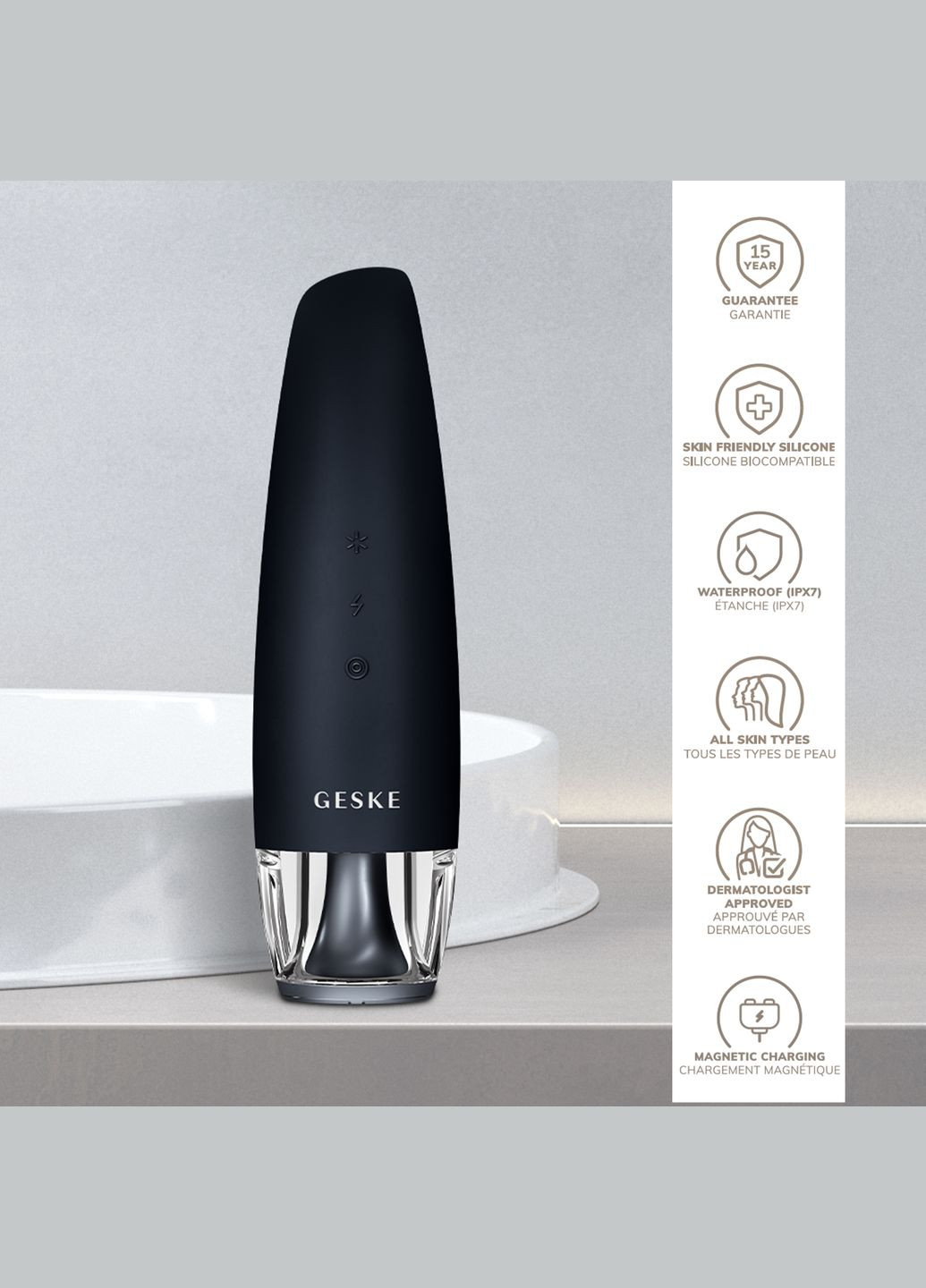 Антивозрастной LED-излучатель для восстановления кожи лица Anti-Aging Skin Renewer 9в1 black GESKE (341526029)