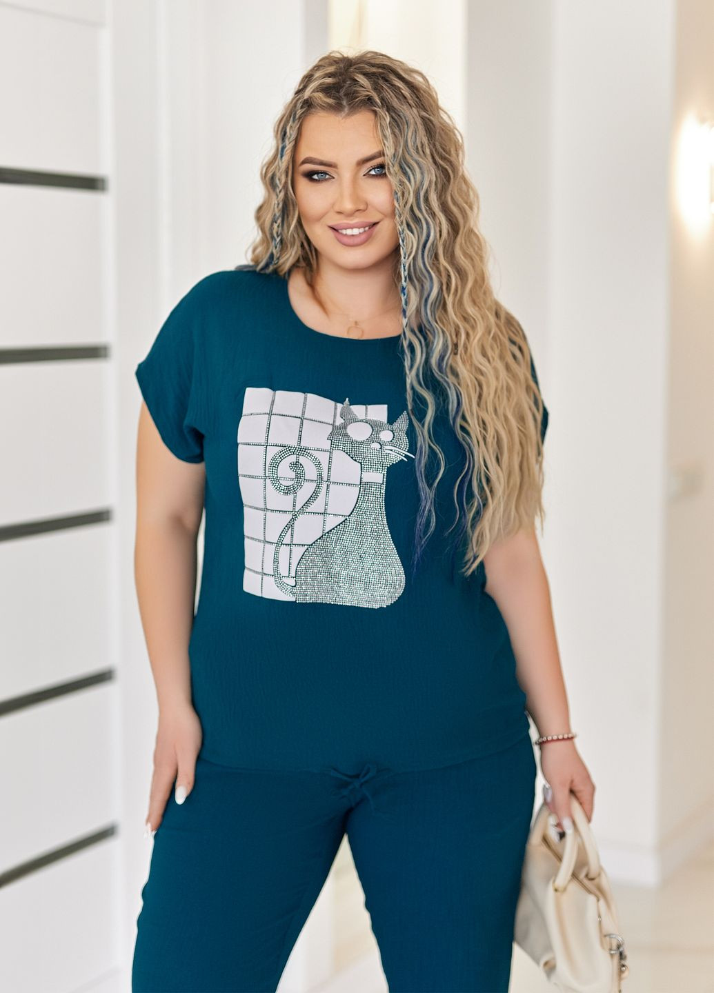 Костюм женский летний со стразами No Brand (323966576)