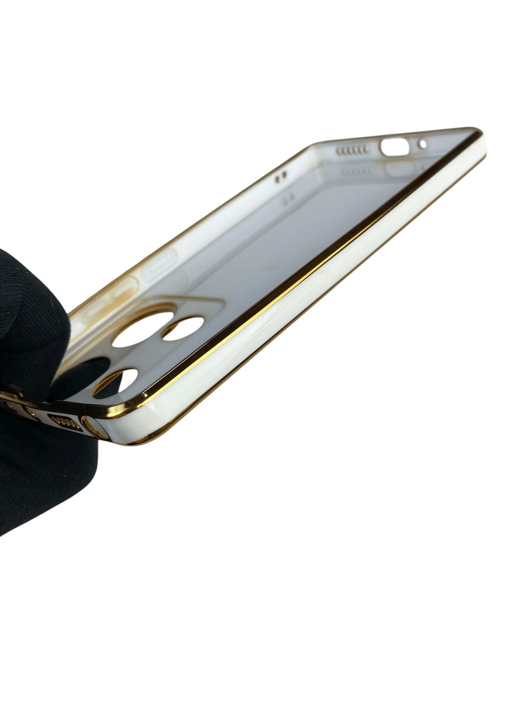 Чохол для Redmi Note 13 Pro 4G з кільцем-підставкою із золотою окантовкою на сяомі редмі нот 13 про білий gs1 Xiaomi (366236655)