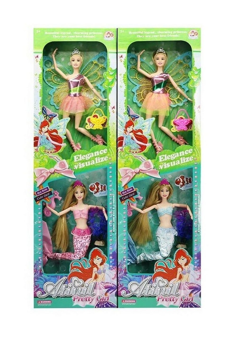 Набір ляльок 2 види, аксесуари в коробці 22х7х71 см Yufeng (289365685)