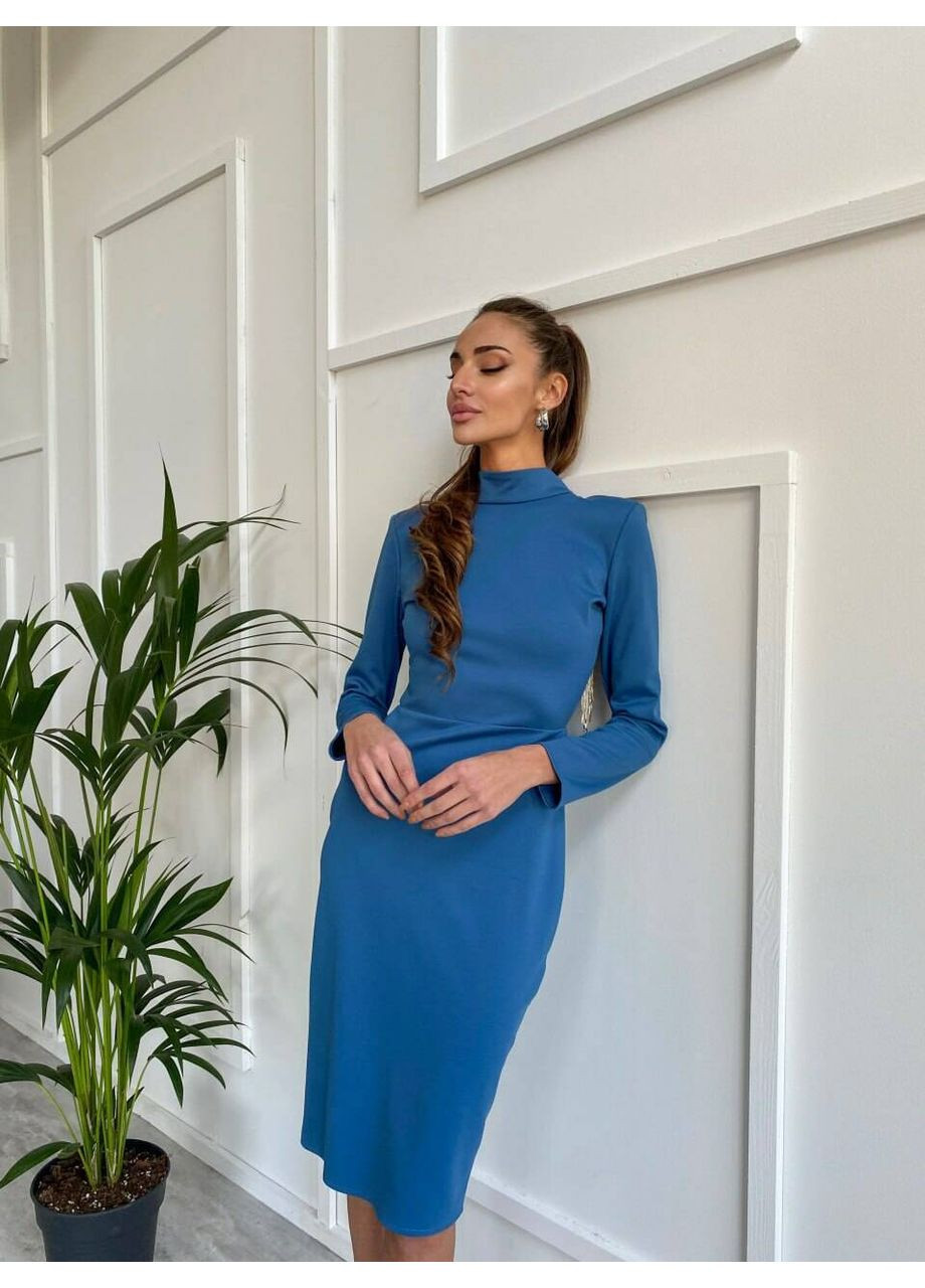 Синя святковий жіноча сукня angel midi з бахромою із бісеру (mil351) milirud