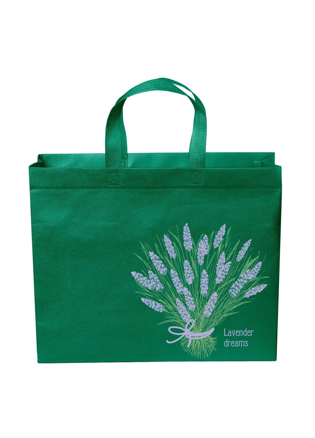 Эко сумка средняя "Лаванда" ручка 40см 36*30*16 зеленая EcoBag (380510159)