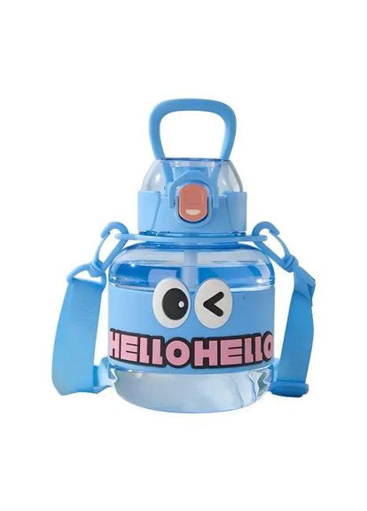 Пляшка для води дитяча з трубочкою 680 мл з ручкою та ремінцем Синя HP-14-46BL Jooki (358706651)