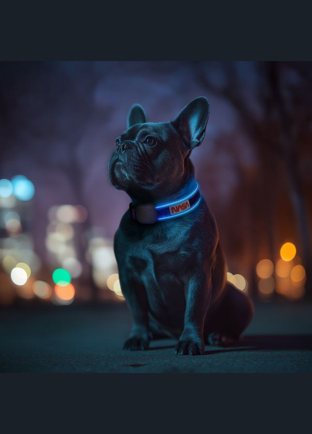 Ошейник для собак с подсветкой LED, NASA21, Type-C, S-M, Ш 25 мм, Дл 31-45 см WAUDOG (330365185)