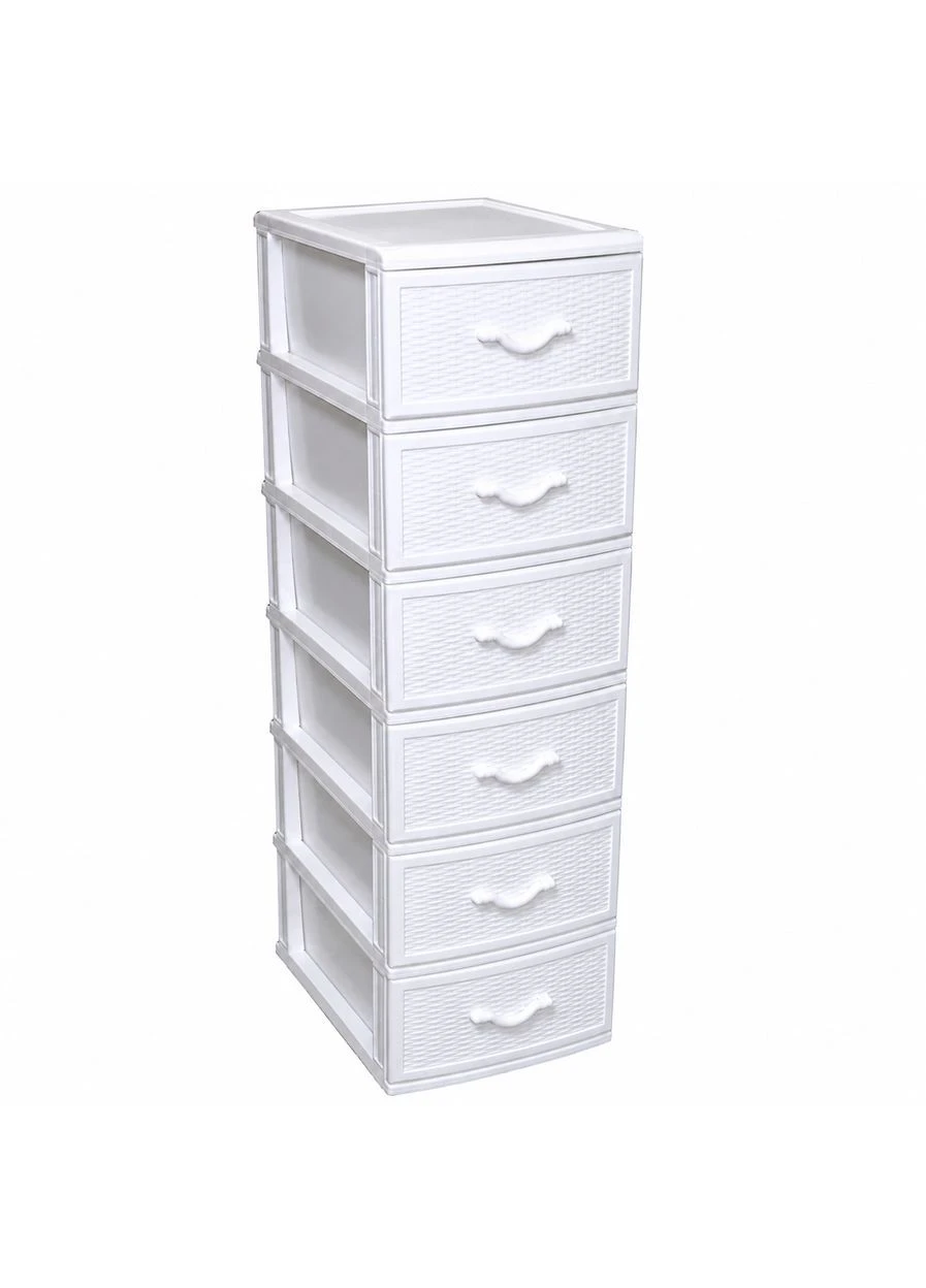 Комод пластиковый Style (Стиль) 6 ящиков белый 48х38х134 Стиль Стиль (397416636)