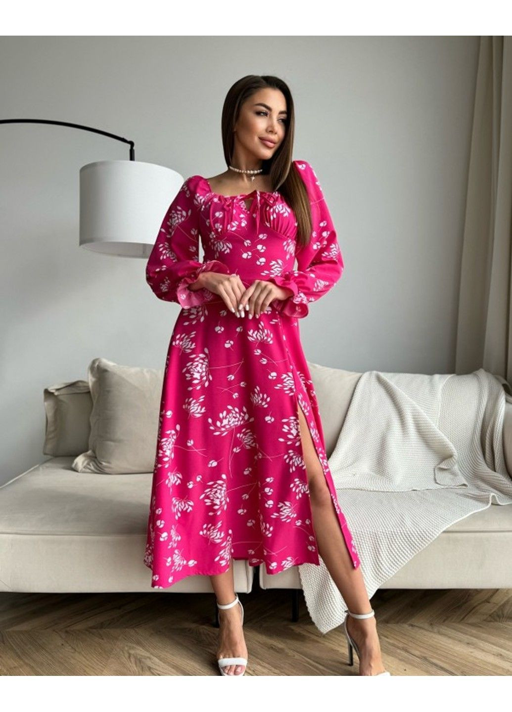 Малиновое повседневный платье sa-510 xxl малиновый ISSA PLUS