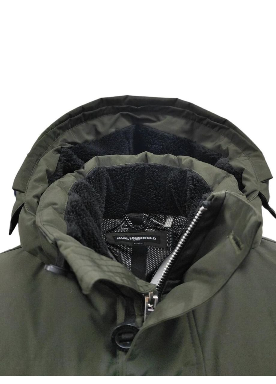 Комбінована демісезонна чоловіча парка paris зі штучного хутра на пуху та пір’ї, темно - синій, розмір m Karl Lagerfeld slim fit