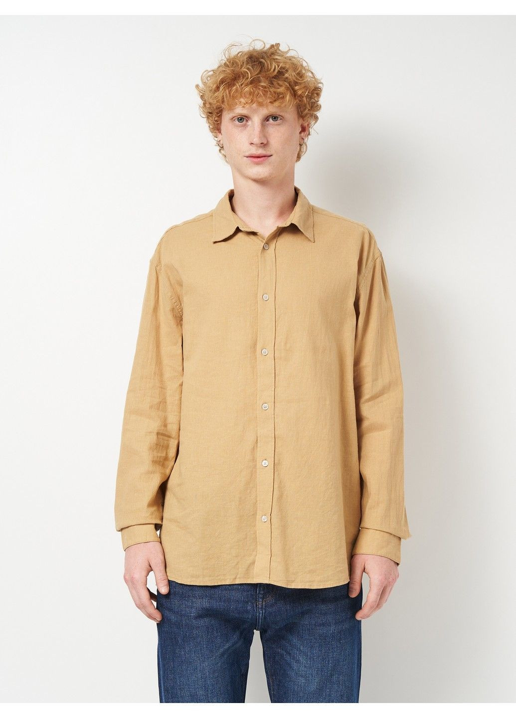 Темно-бежевая кэжуал рубашка однотонная H&M