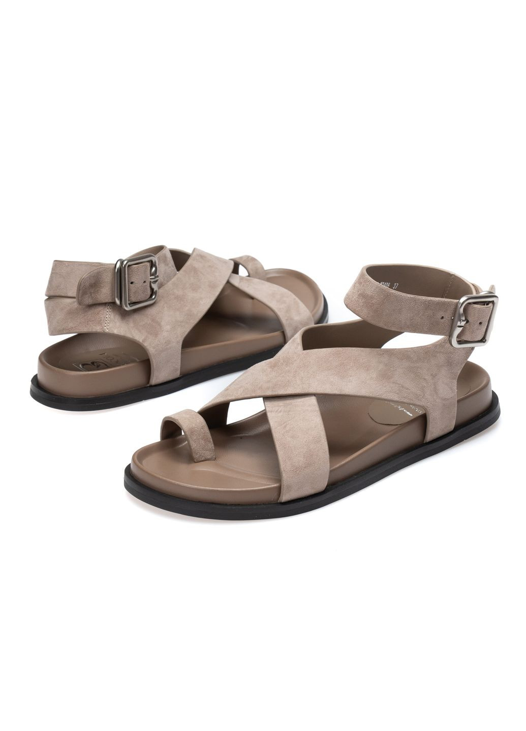 Бежевые босоножки 01622 светло-бежевые Brocoli с ремешком