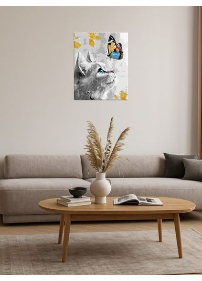 Картина за номерами - Мрійливе кошеня з фарбами металік extra ©art_selena_ua 40х50 см IDEYKA (363986965)