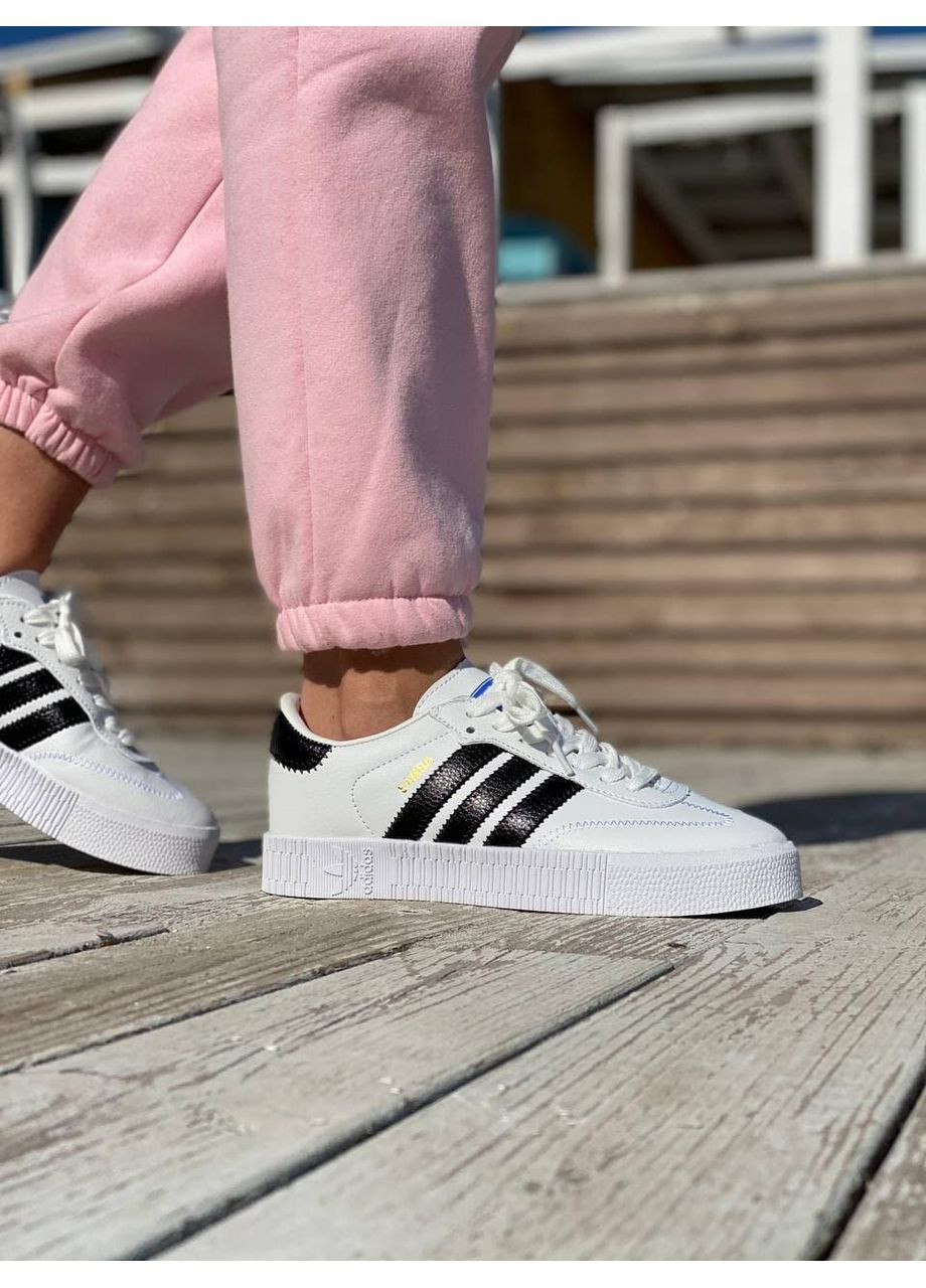 КРОСІВКИ ЖІНОЧІ ADIDAS SAMBA WHITE BLACK АДІДАС САМБА No Brand чорні демісезони (369393338)