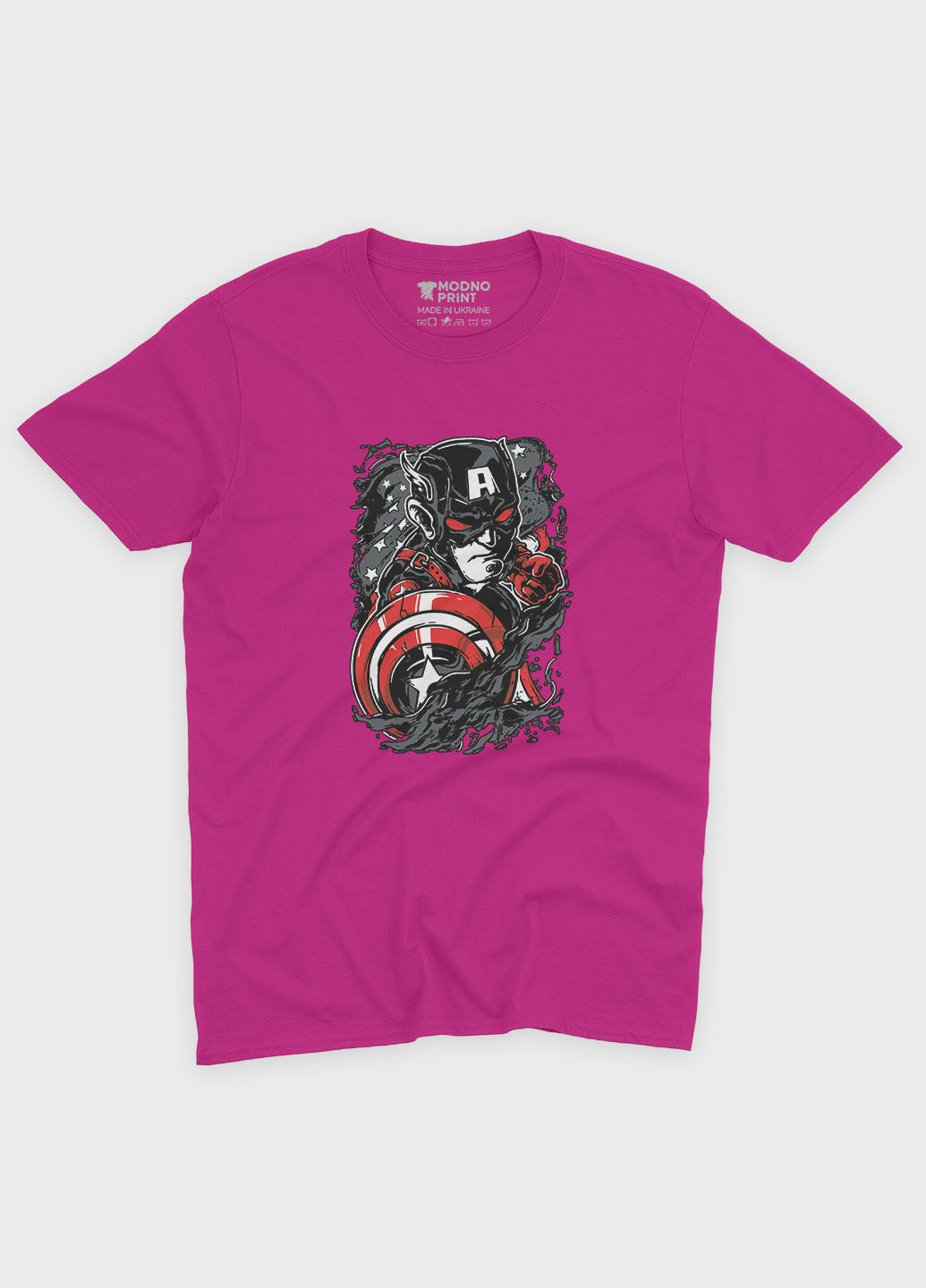 Розовая демисезонная футболка для девочки с принтом супергероя - капитан америка (ts001-1-fuxj-006-022-013-g) Modno