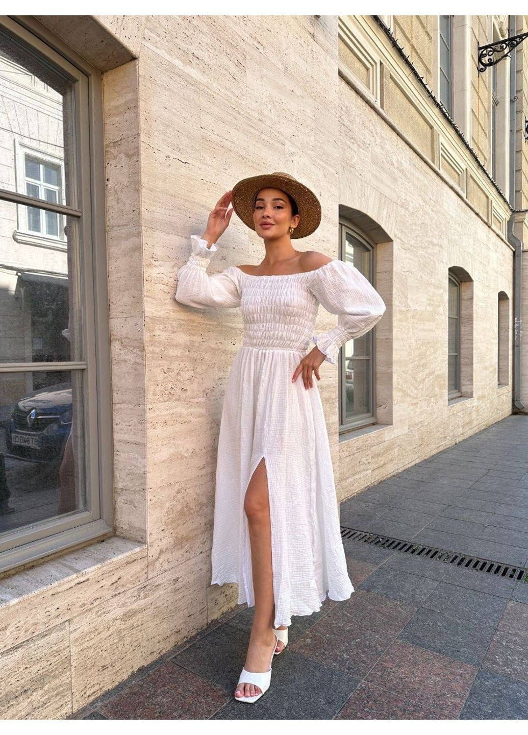 Белое женское платье муслин muslin модель 7002 белый Україна