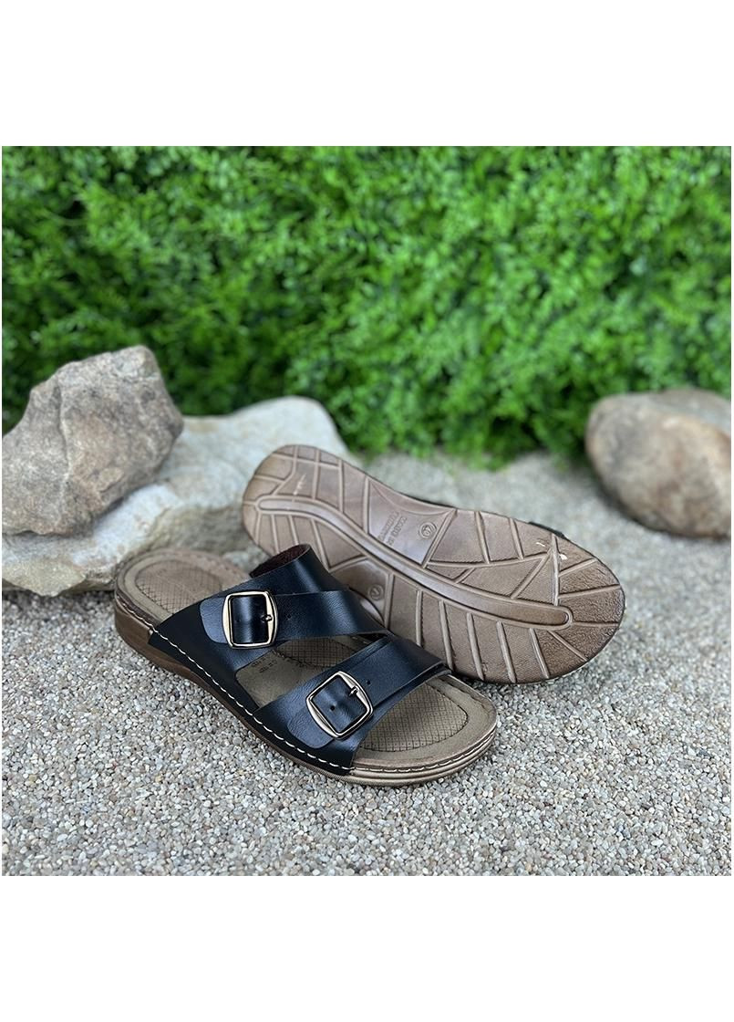 Черные шльопанцi чоловiчi екошкiра з пряжкою vs-000060 чорнi Gipanis