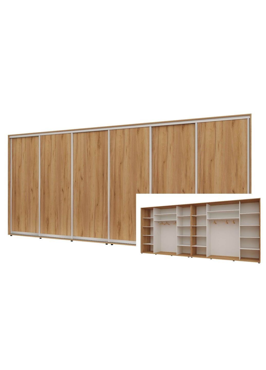 Шкаф-купе шестидверный Комфорт Мебель 500*60*220 см Дуб золотой 6 дверей ДСП Макси Комфорт Меблі (360438582)