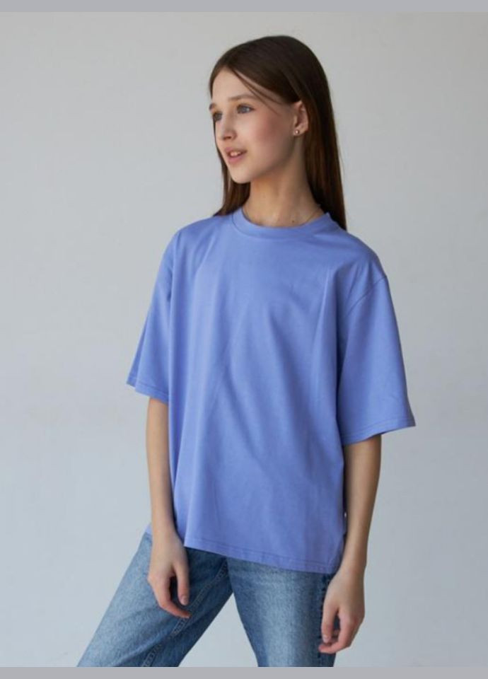 Бузкова літня базова футболка оверсайз для дівчинки No Brand