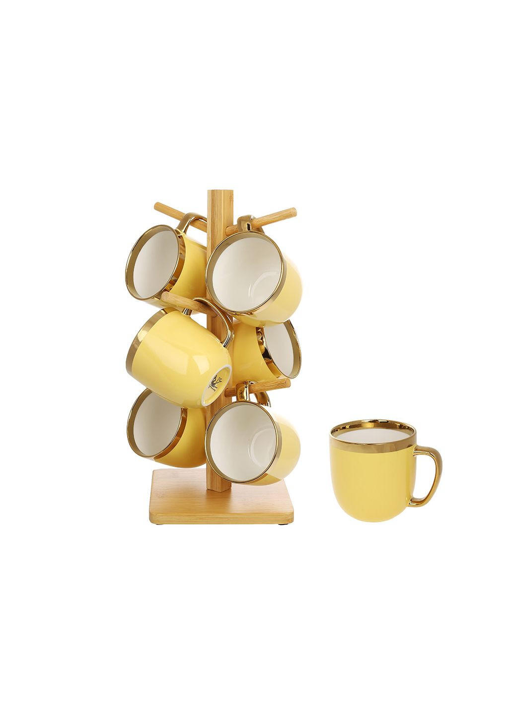 Набір кухлів на підставці Bona Di Золота лінія 905-258 320 мл 7 предметів жовтий BonaDi (372448024)