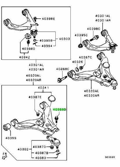 Болт кріплення шарової, оригінал OEM MU000580 Митсубиси L200, Паджеро Спорт Mitsubishi (345736939)