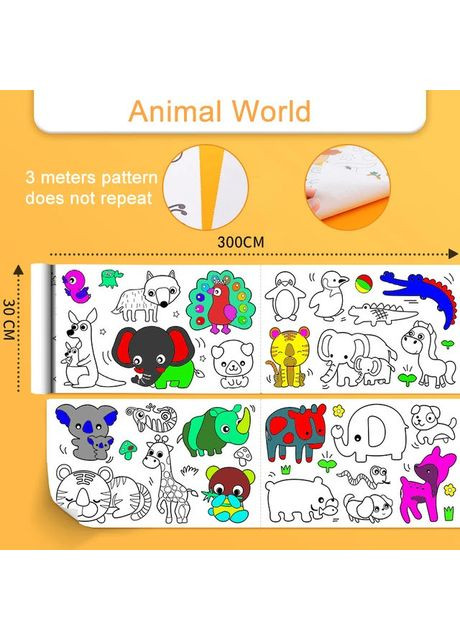 Раскраска в рулоне Byfa Animal World No Brand (366303738)