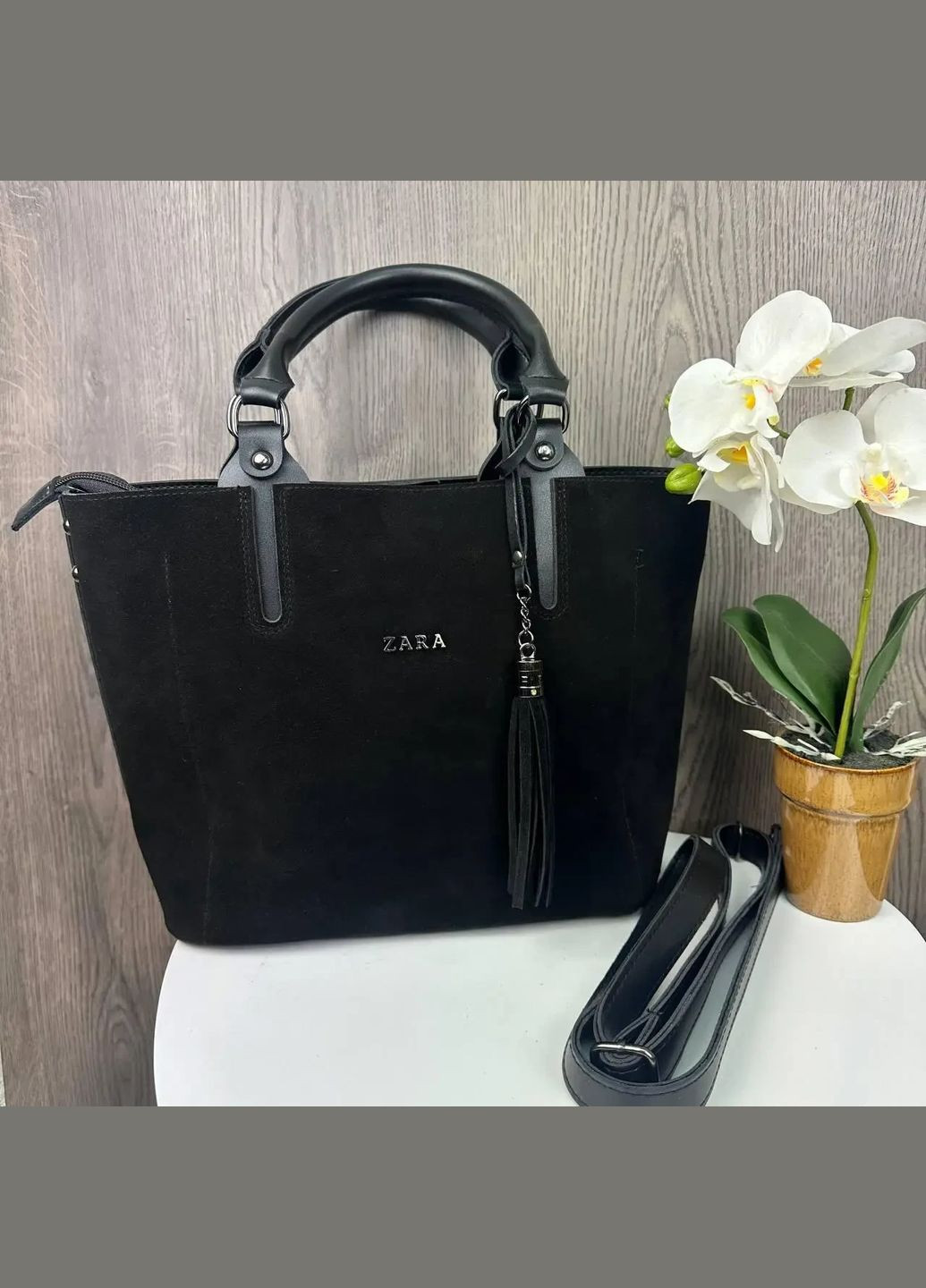 Сумка жіноча замшева чорна No Brand (322583033)