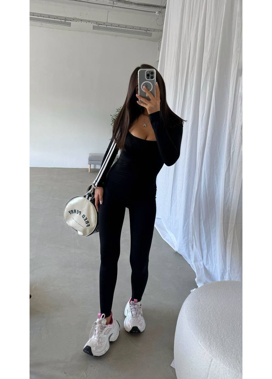 Комбинезон женский KaraMix комбинезон-брюки однотонный чёрный повседневный бифлекс