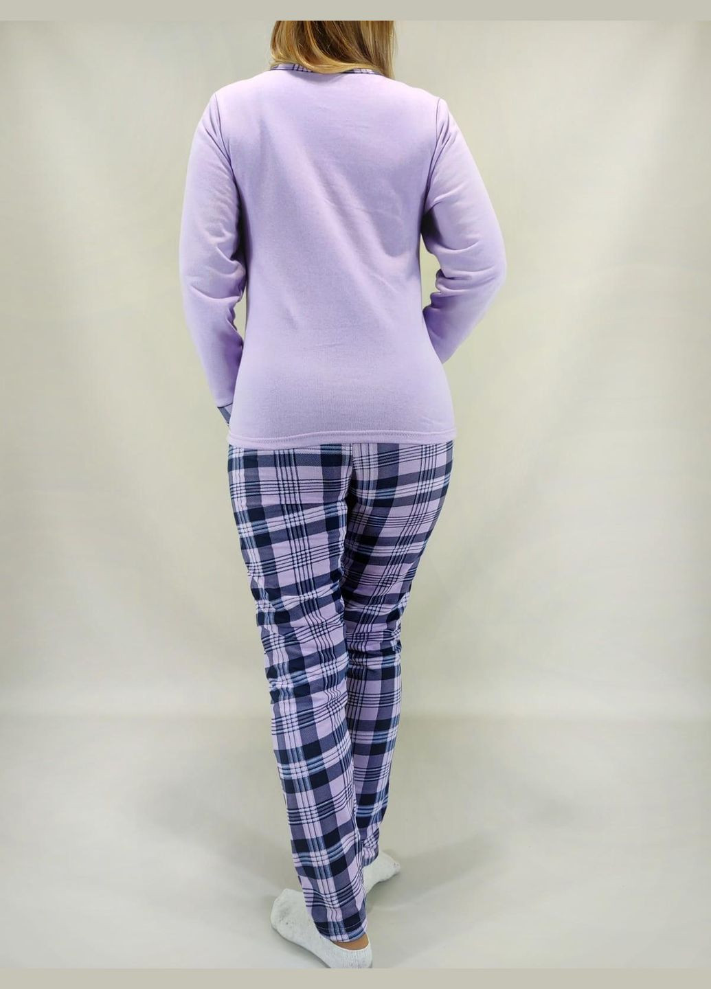 Светло-синяя зимняя пижама женская "sweet dreams" теплая 46 сиреневая triko (40151701-2) No Brand