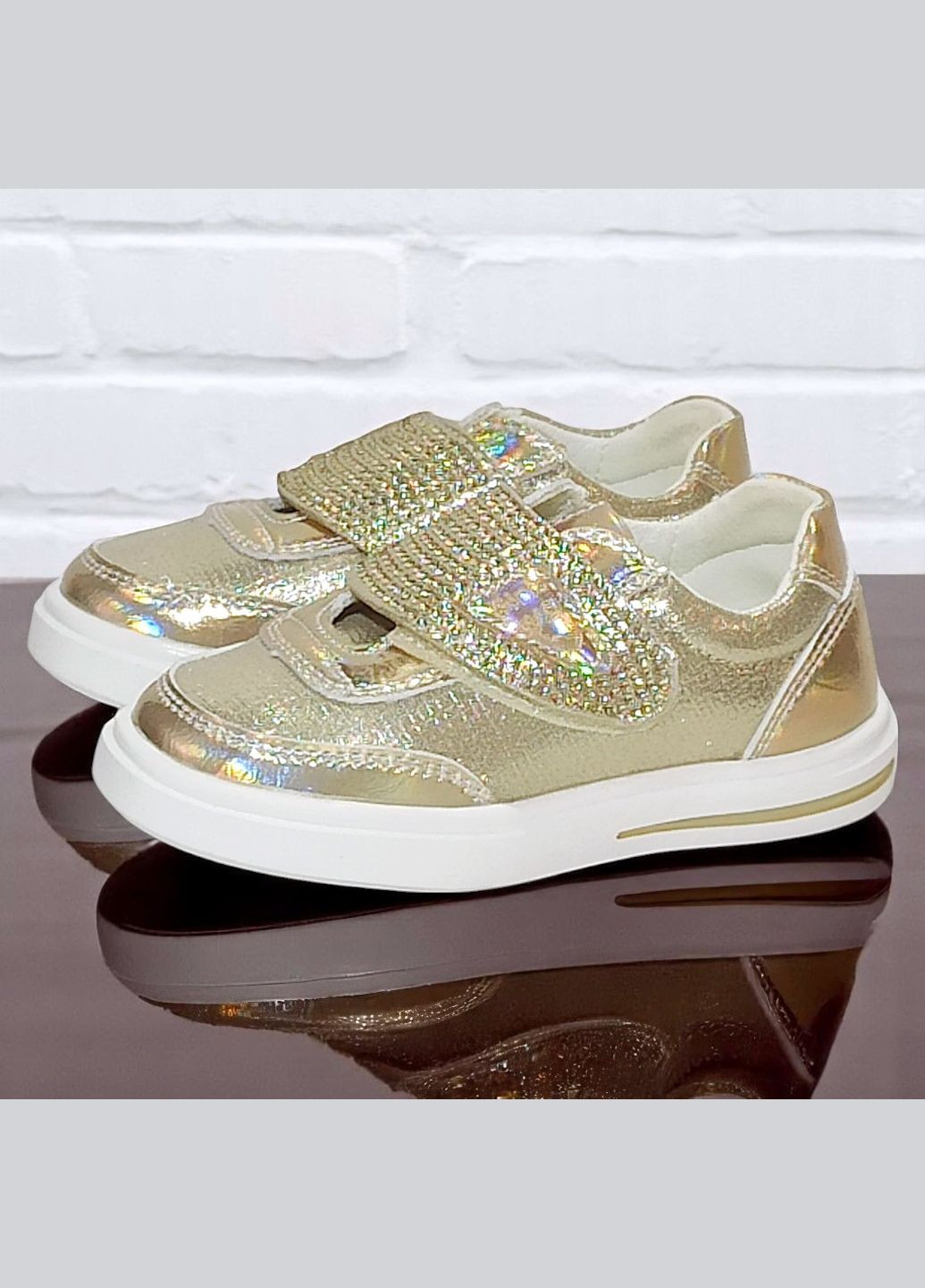 Золоті осінні ортопедичні кросівки на липучці для дівчинки вістеп Weestep