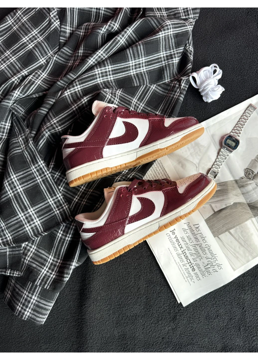 КРОСІВКИ ЖІНОЧІ NIKE SB DUNK BURGUNDY CROC НАЙК СБ ДАНК ЧЕРВОНІ No Brand червоні демісезони (391006686)