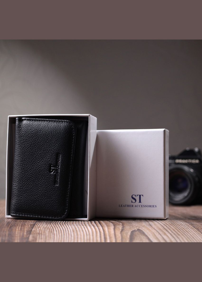Жіночий гаманець із монетницею з натуральної шкіри 22728 Чорний st leather (306881724)