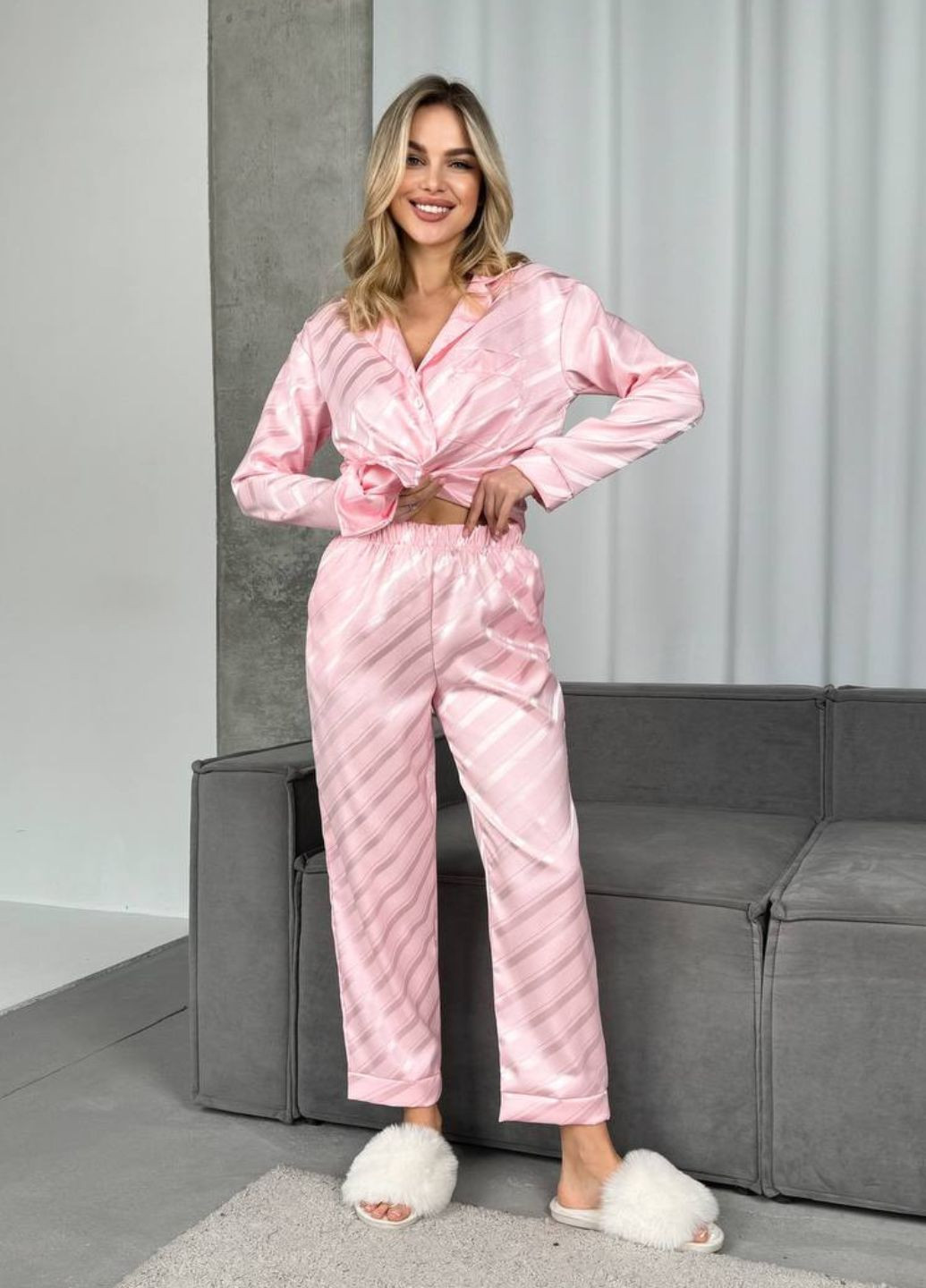 Розовый демисезонный домашний костюм свободного кроя No Brand