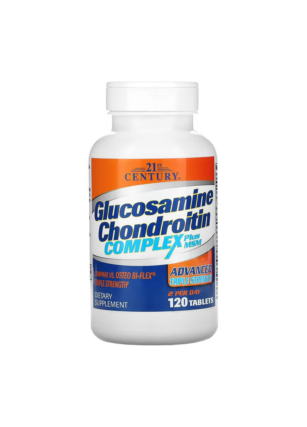 Хондропротектори для суглобів Glucosamine Chondroitin Complex 120 таблеток потрійної сили 21st Century (372596704)