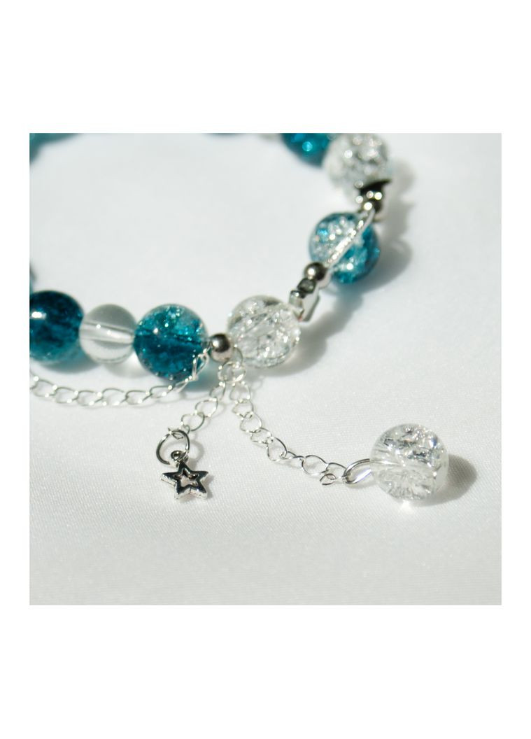 Браслет з синіх казкових бусин унісекс з підвіскою на ланцюжку космічний харадзюку стиль аніме fairycore на подарунок підлітку No Brand (334003602)