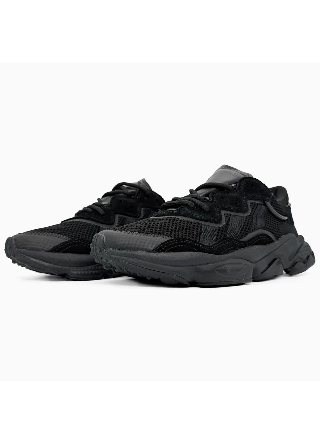 Черные демисезонные кроссовки мужские adidas ozweego triple black textile адидас озвиго черные No Brand