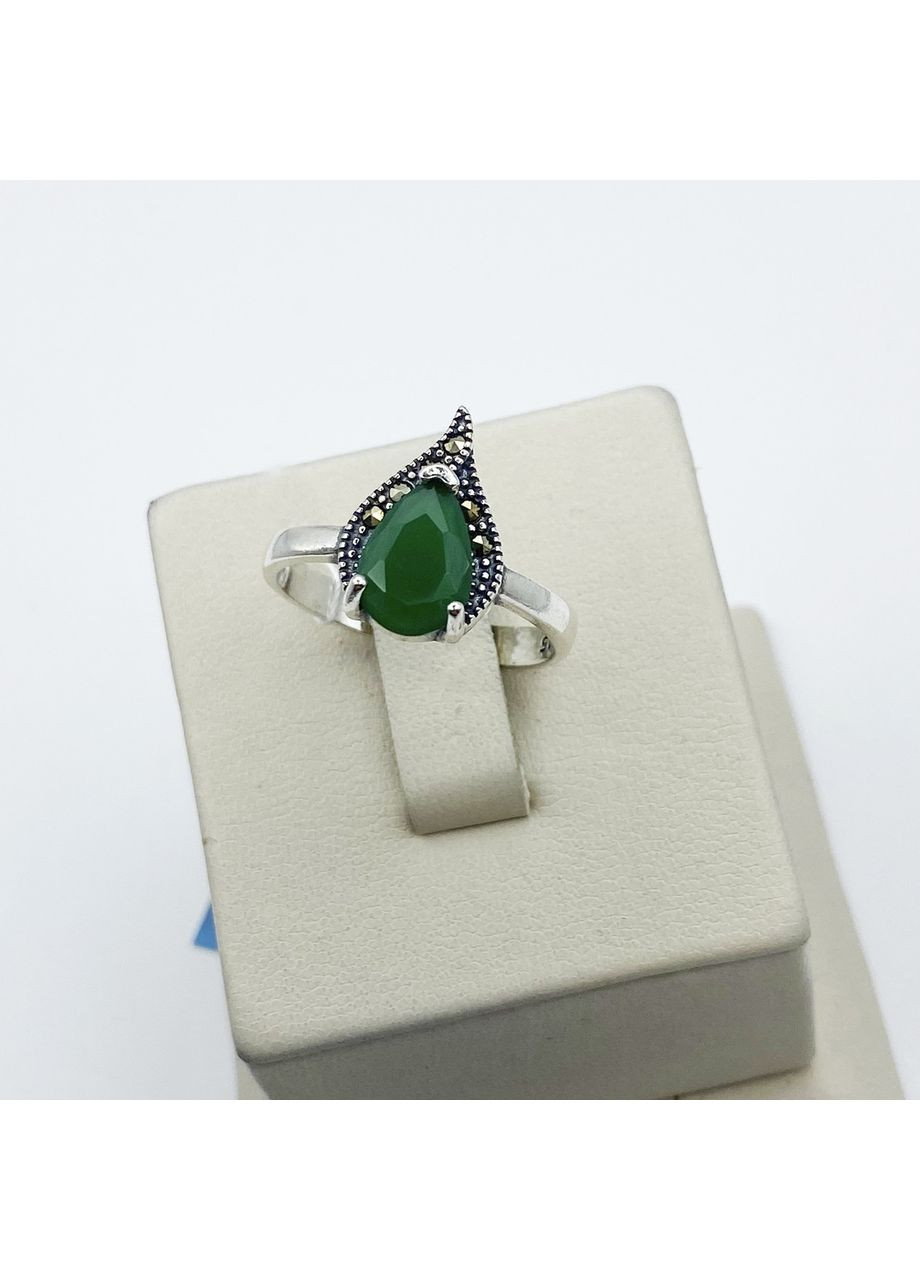 Каблучка срібна з сапфіром та марказитом 19,5 3,3 г No Brand (370142302)