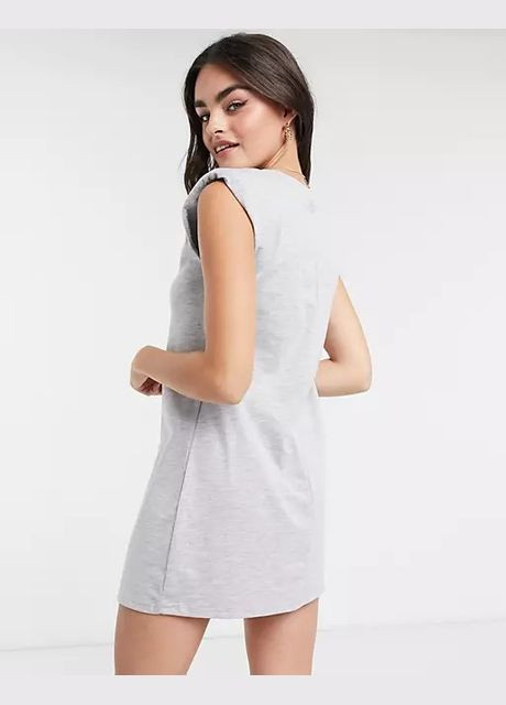 Сіра кежуал сукня-футболка з бавовни Stradivarius однотонна